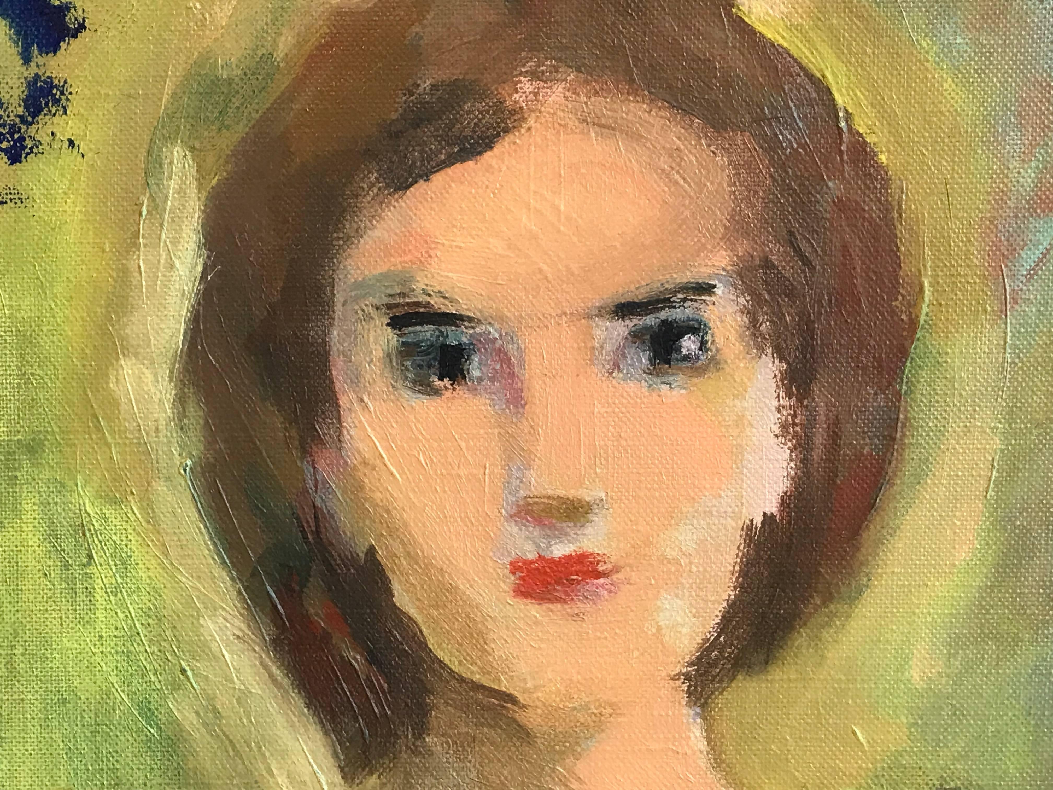 French Fauvist Oil Painting Portrait of Young Girl 5