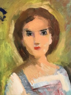 French Fauvist Oil Painting Portrait of Young Girl