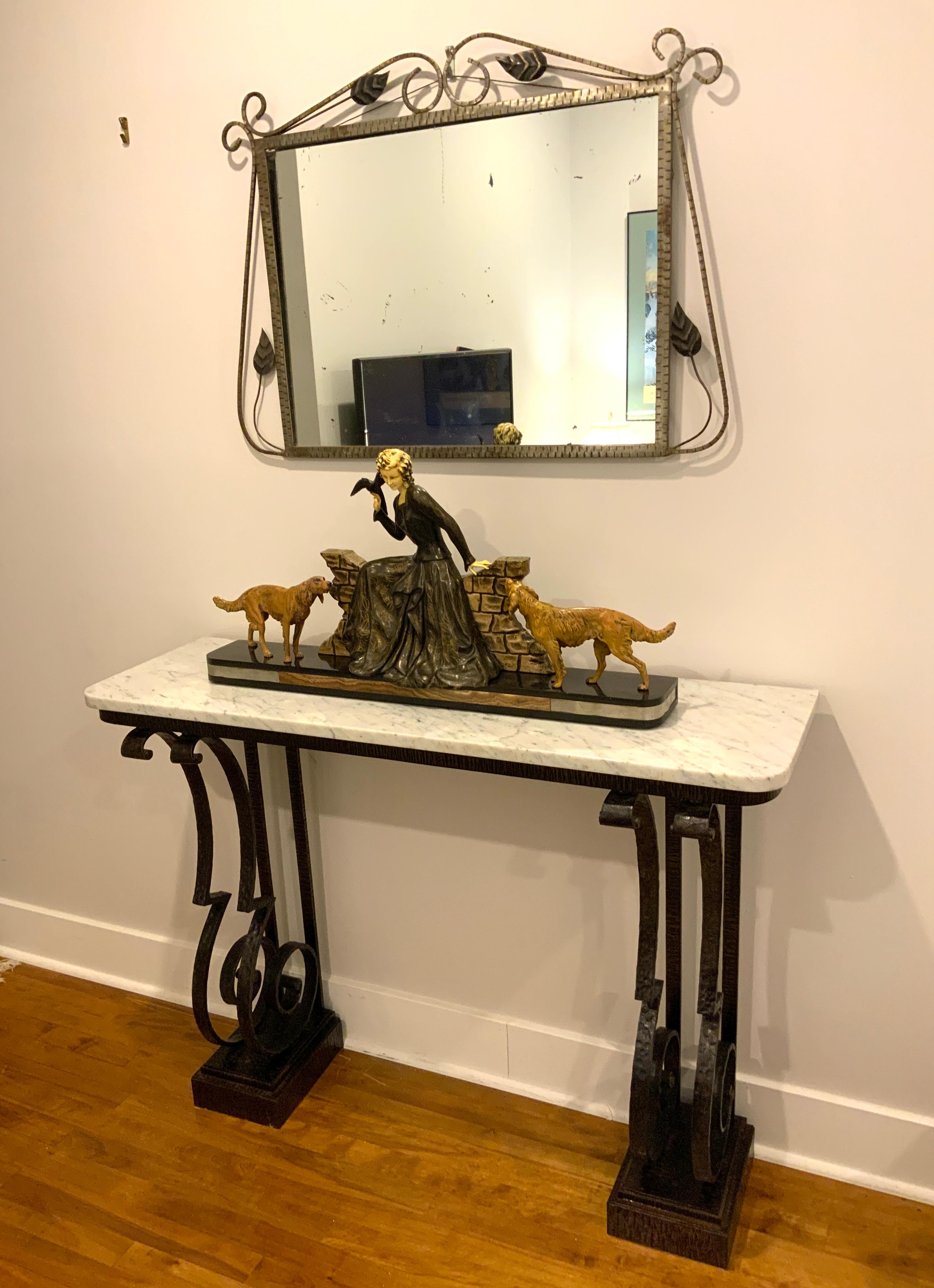 Raymond Subes Attributed Wrought-Iron Hand-Hammered Console Table, ca. 1930’s For Sale 3