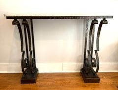 Raymond Subes Attributed Wrought-Iron Hand-Hammered Console Table, ca. 1930’s
