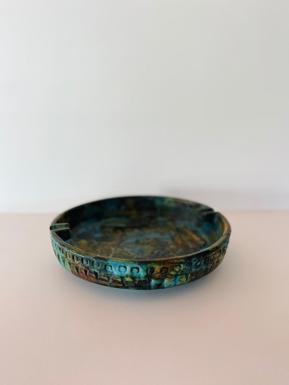 Raymor Bagni 1960s Sea Garden Glaze Vintage Ashtray Midcentury For Sale 1