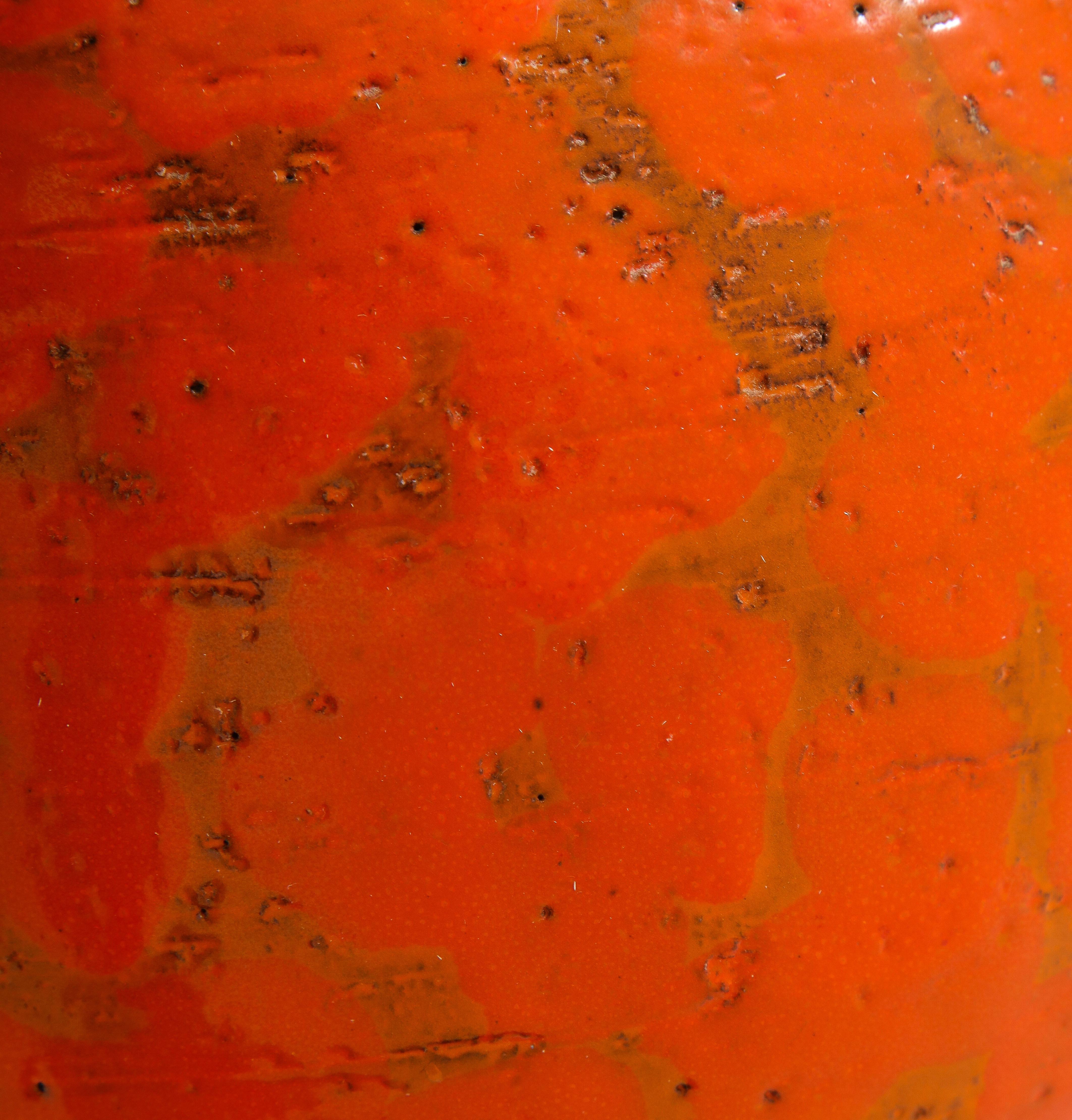 Bitossi Raymor Vase, Ceramic, Orange, Brown, Signed 4