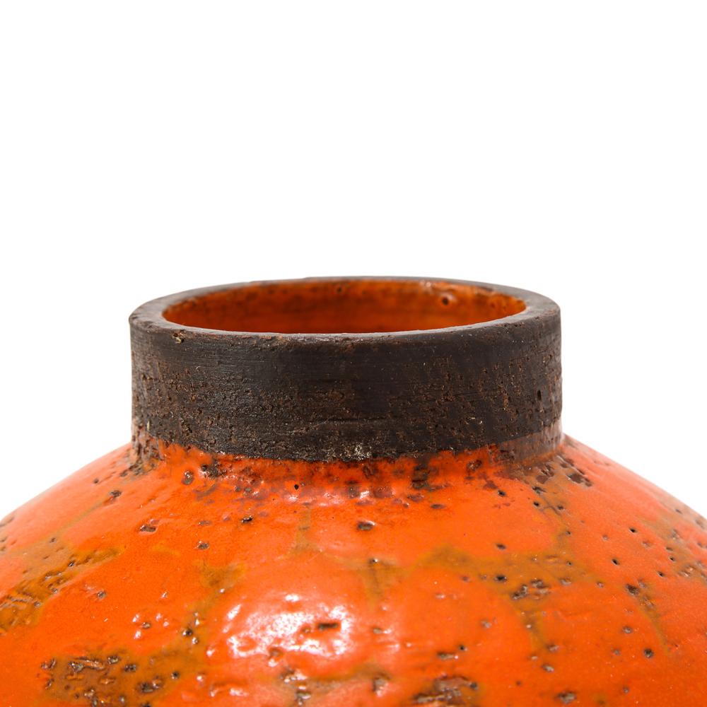 Bitossi Raymor Vase, Ceramic, Orange, Brown, Signed 5
