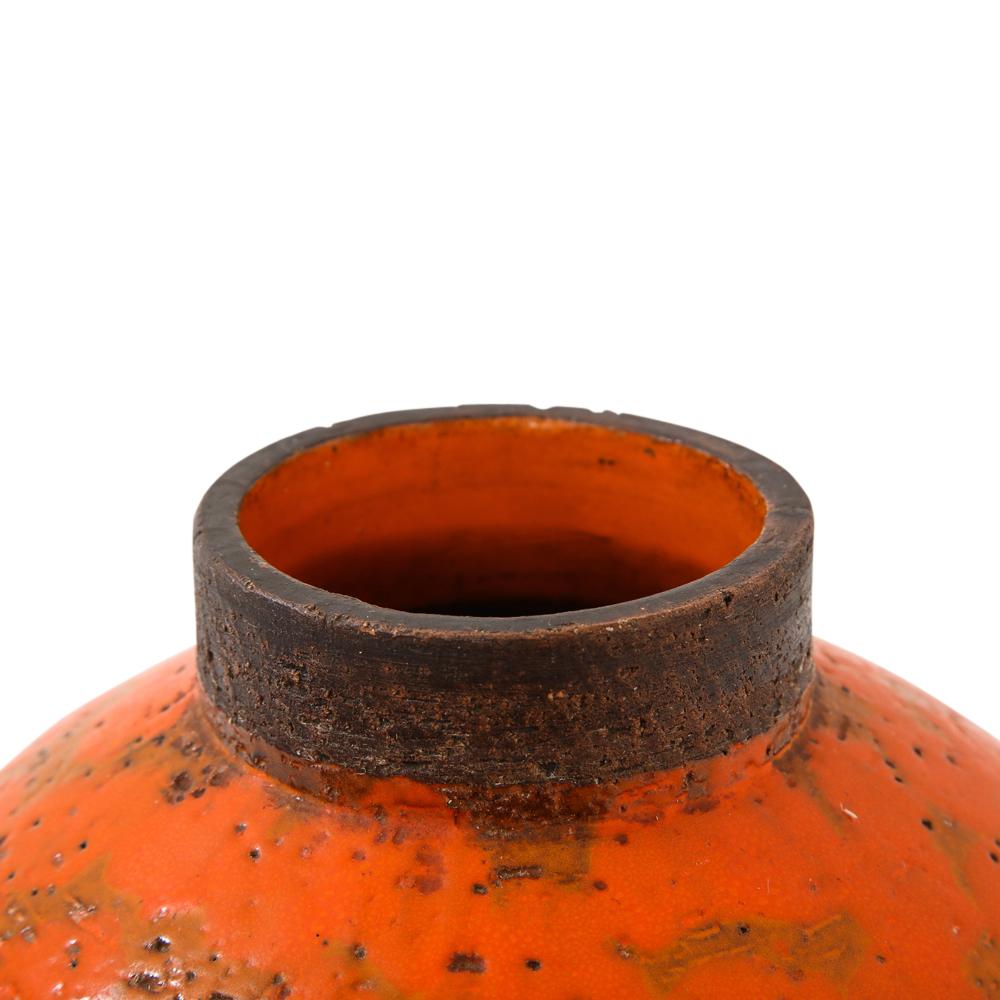 Bitossi Raymor Vase, Ceramic, Orange, Brown, Signed 6