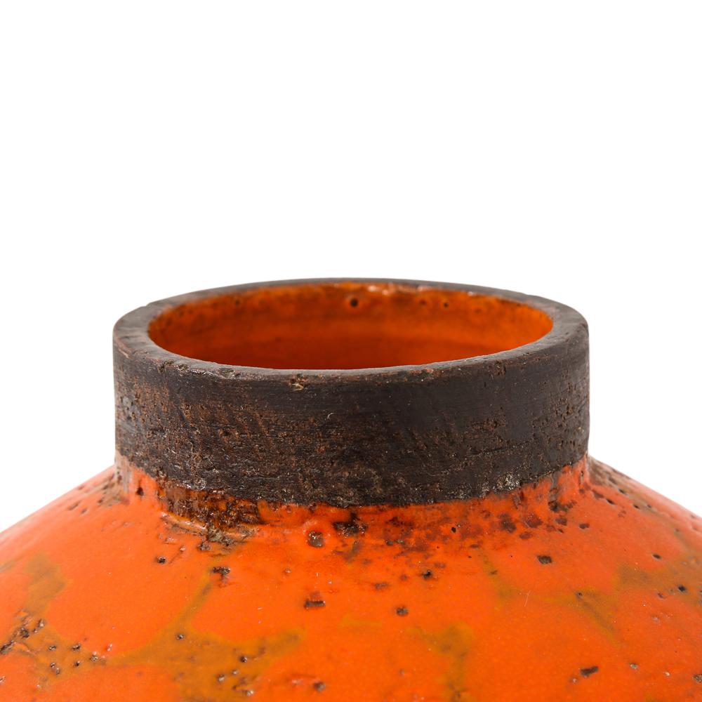 Bitossi Raymor Vase, Ceramic, Orange, Brown, Signed 8