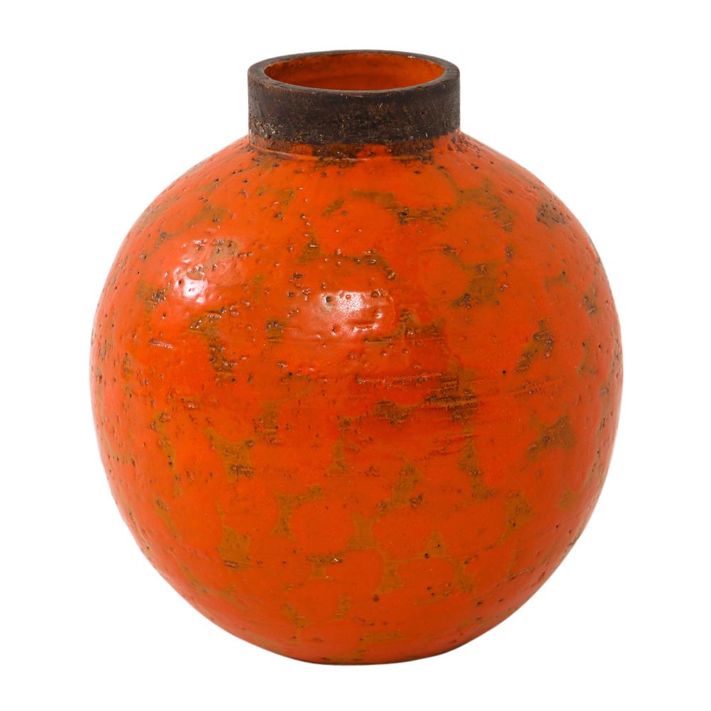 Glazed Bitossi Raymor Vase, Ceramic, Orange, Brown, Signed