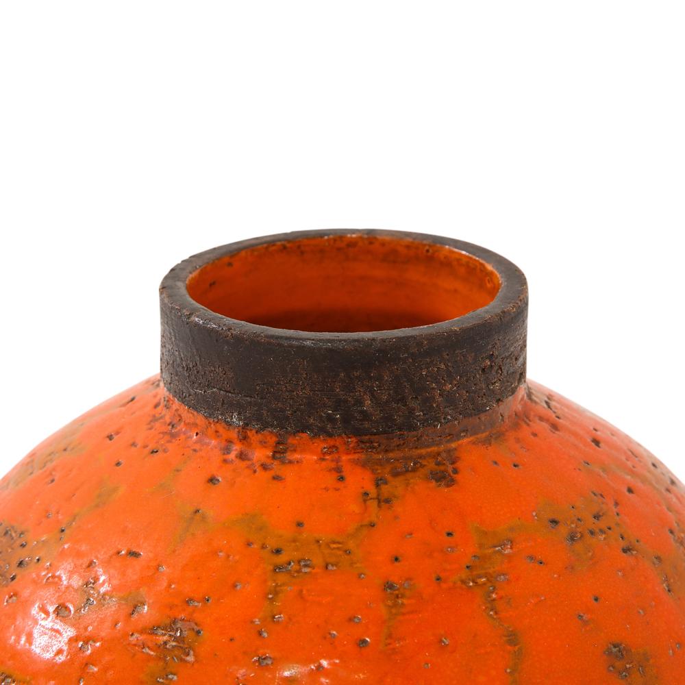 Mid-20th Century Bitossi Raymor Vase, Ceramic, Orange, Brown, Signed