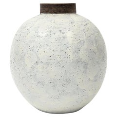 Raymor Bitossi Ball Vase, Ceramic, White, Brown, Signed