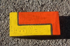 Raymor Bitossi Ceramic Box Mondrian Orange Red Yellow Brown, 1960s