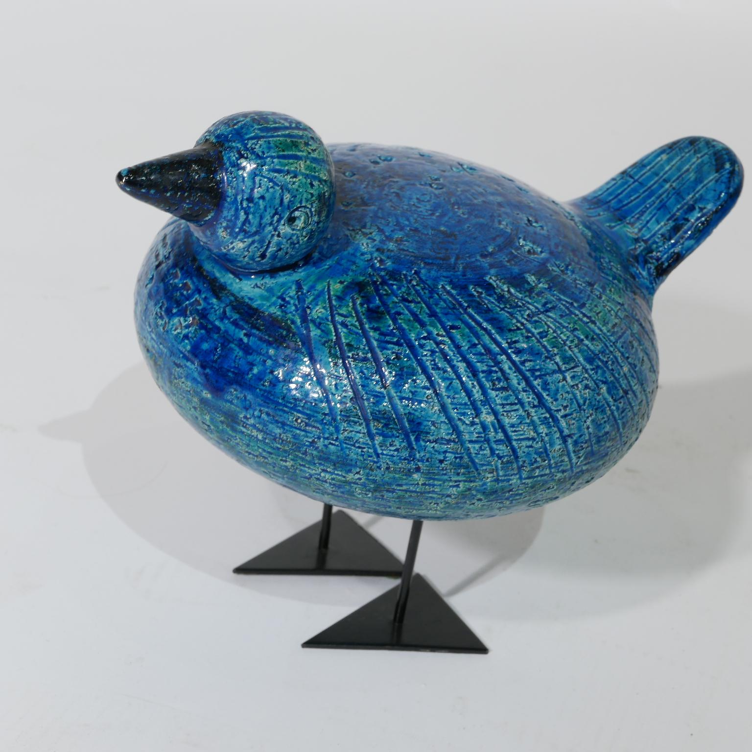 Raymor Bitossi Ceramic Duck / Bird with Metal Feet by Aldo Londi Made in Italy 2