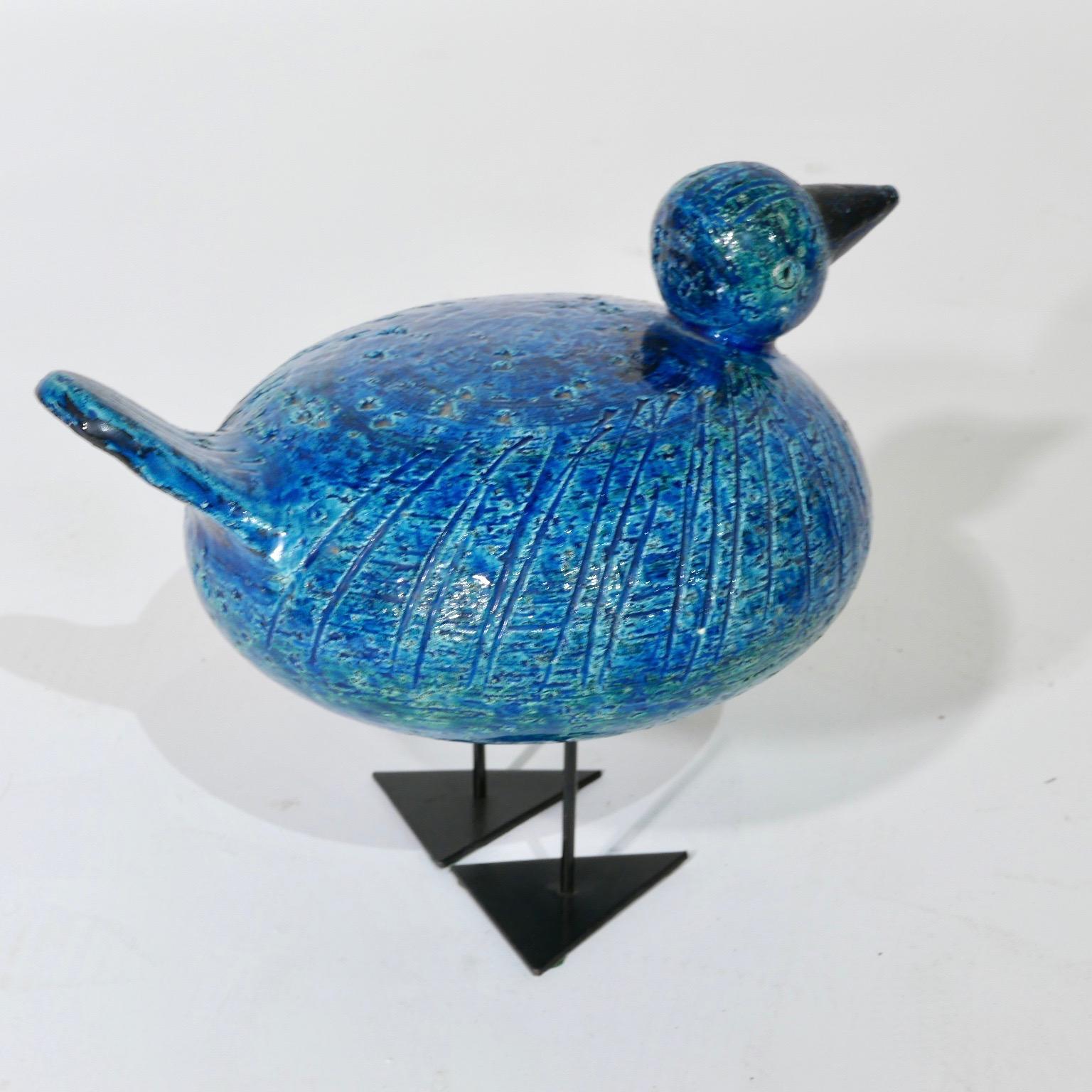 Italian Raymor Bitossi Ceramic Duck / Bird with Metal Feet by Aldo Londi Made in Italy