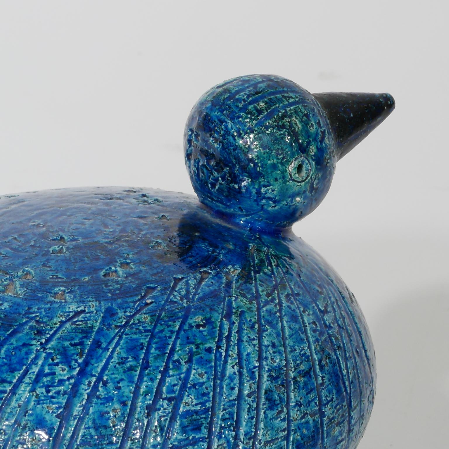 Glazed Raymor Bitossi Ceramic Duck / Bird with Metal Feet by Aldo Londi Made in Italy