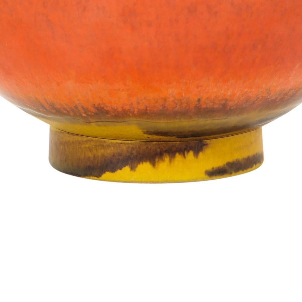 Raymor Bitossi Vase, Ceramic, Orange Yellow, Bagni Signed 3