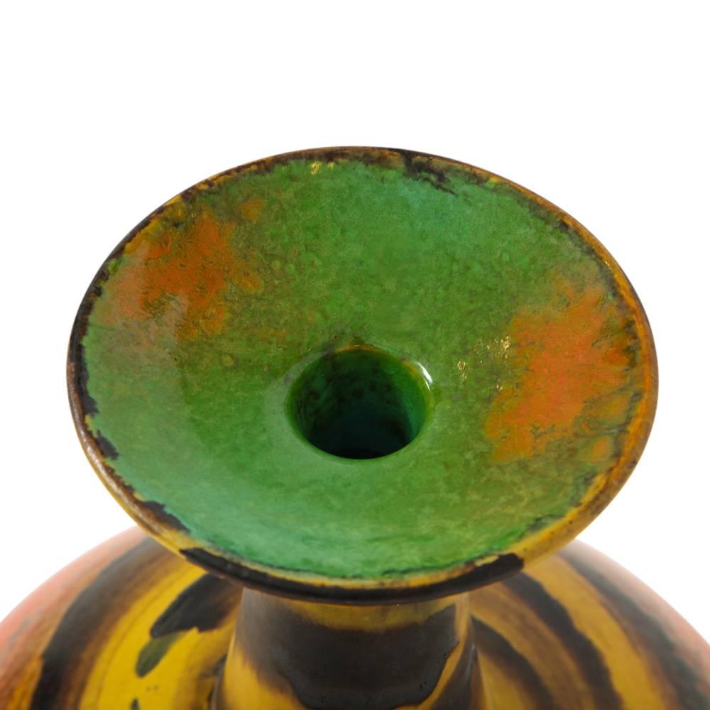 Raymor Bitossi Vase, Ceramic, Orange Yellow, Bagni Signed 5