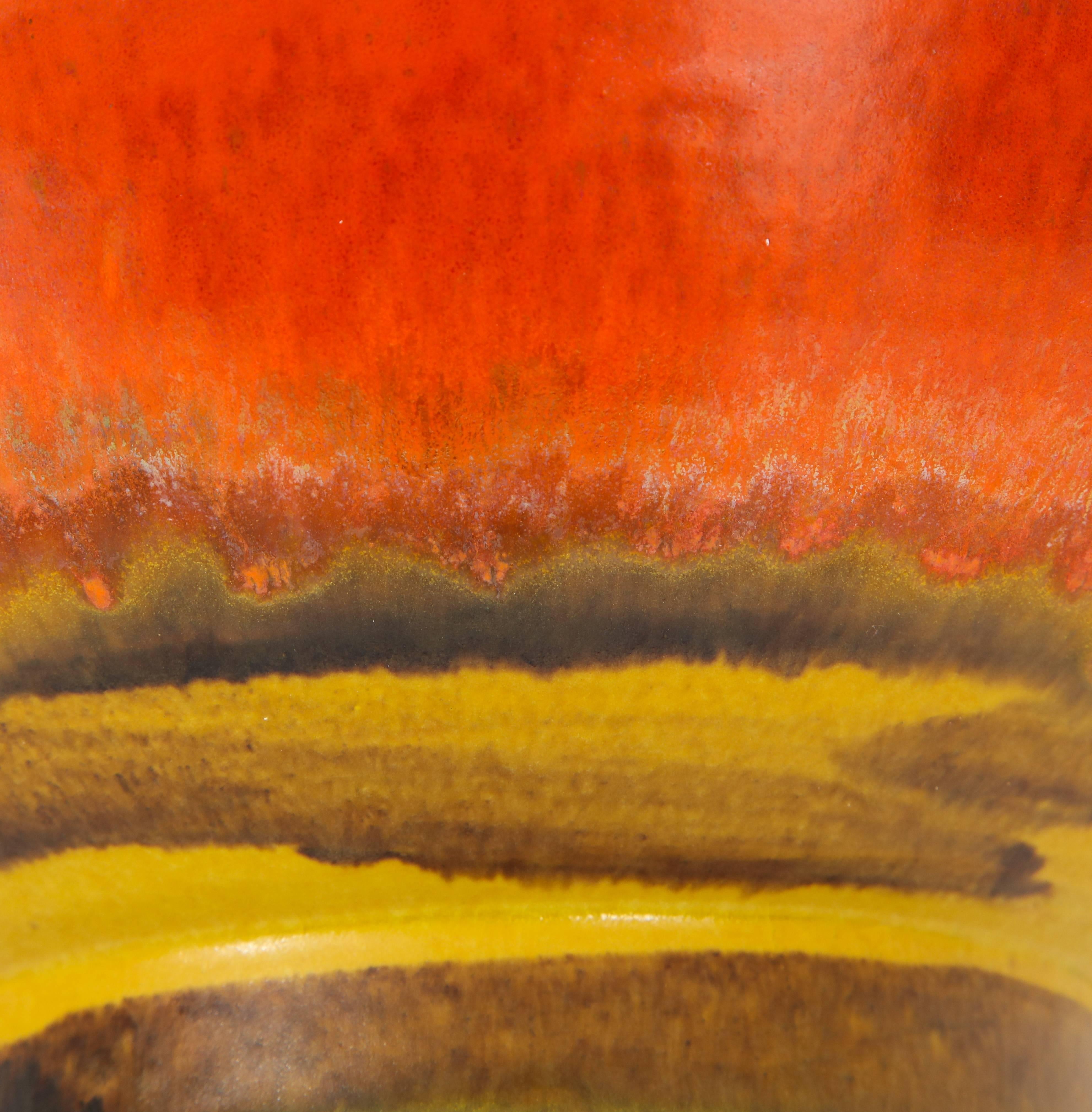 Mid-20th Century Raymor Bitossi Vase, Ceramic, Orange Yellow, Bagni Signed