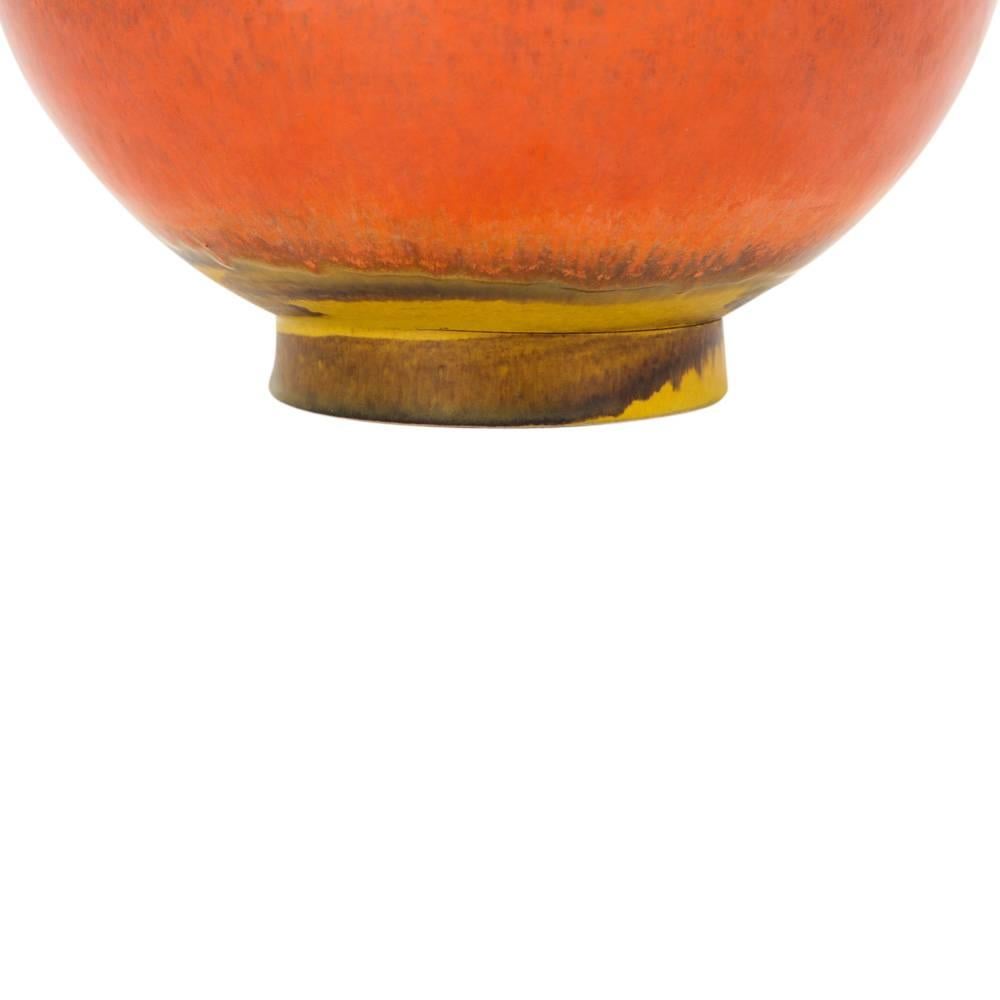 Raymor Bitossi Vase, Ceramic, Orange Yellow, Bagni Signed 2