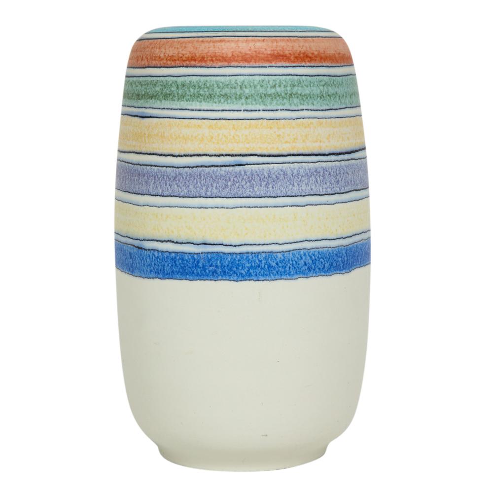 Mid-Century Modern Raymor Bitossi Ceramic Vase Stripes Bagni Signed, Italy, 1960s