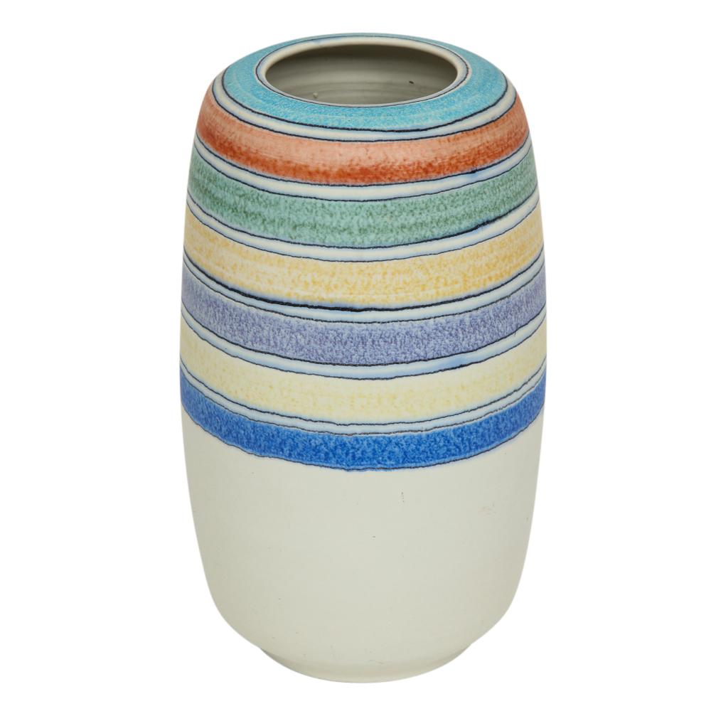 Italian Raymor Bitossi Ceramic Vase Stripes Bagni Signed, Italy, 1960s