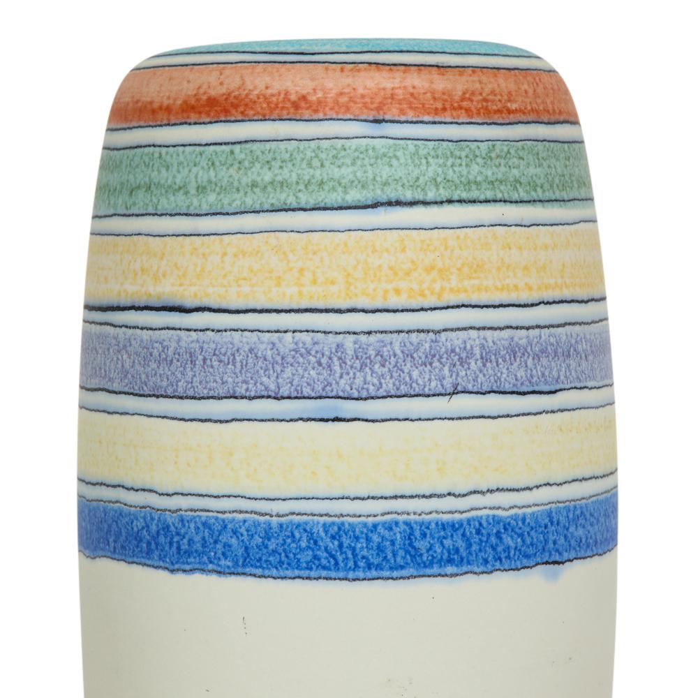 Glazed Raymor Bitossi Ceramic Vase Stripes Bagni Signed, Italy, 1960s