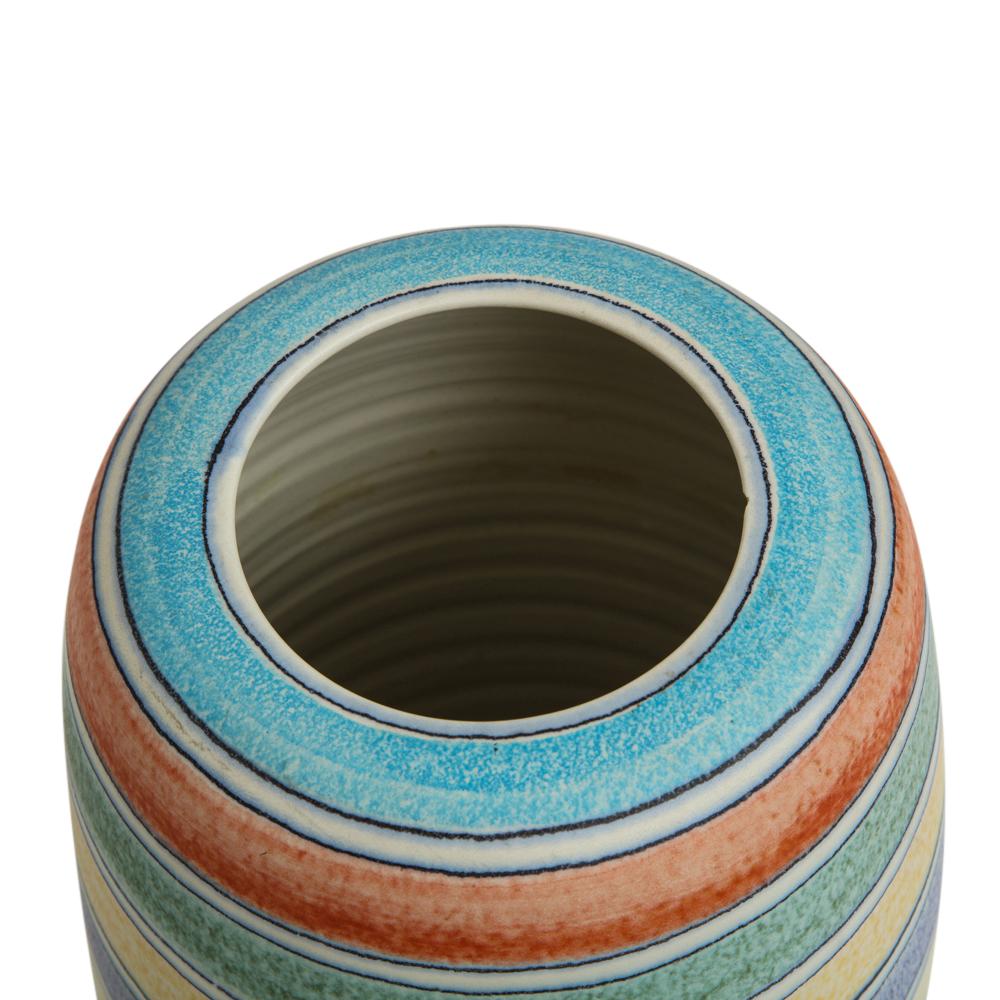 Mid-20th Century Raymor Bitossi Ceramic Vase Stripes Bagni Signed, Italy, 1960s