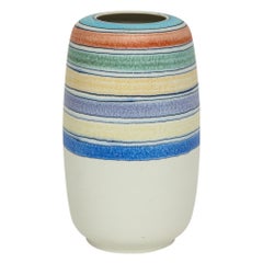 Raymor Bitossi Ceramic Vase Stripes Bagni Signed, Italy, 1960s
