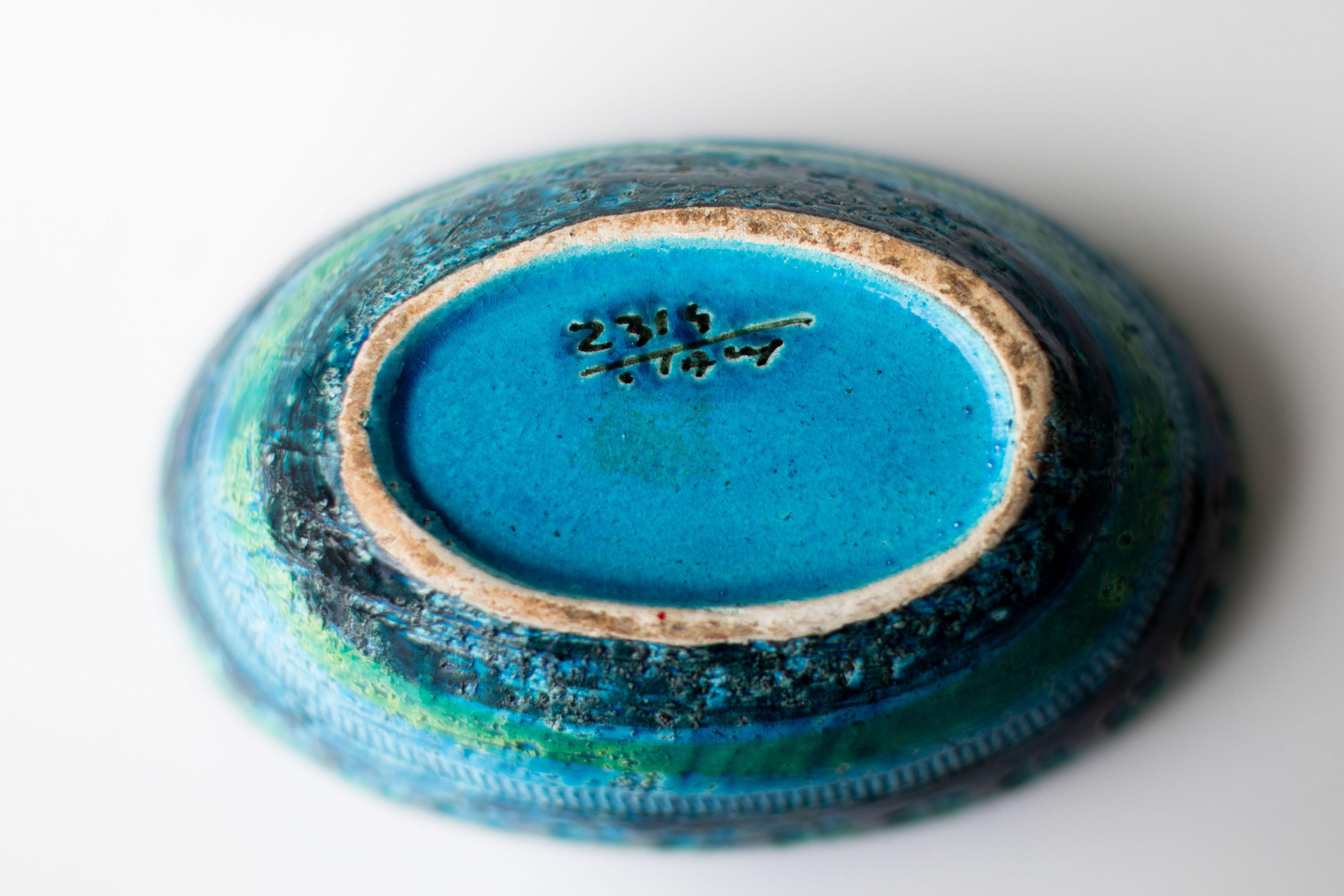 Mid-Century Modern Raymor Bitossi Italian Pottery Bowl Remini Blue For Sale