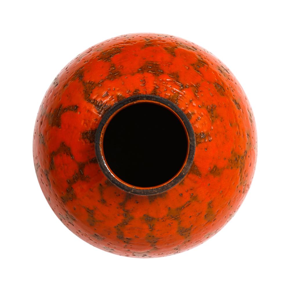 Glazed Bitossi for Raymor Vase, Ceramic, Orange and Brown, Signed For Sale