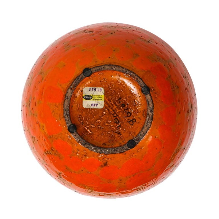 Bitossi for Raymor Vase, Ceramic, Orange and Brown, Signed For Sale at ...