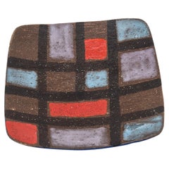 Raymor Bitossi Vintage Textured Ceramic Bowl Red, Brown, Black, Purple Italian