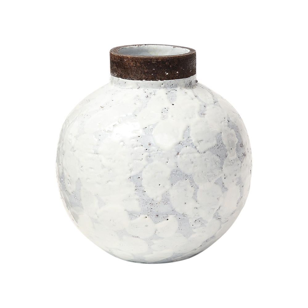 Italian Raymor Bitossi White Ball Vase, Ceramic, Signed For Sale