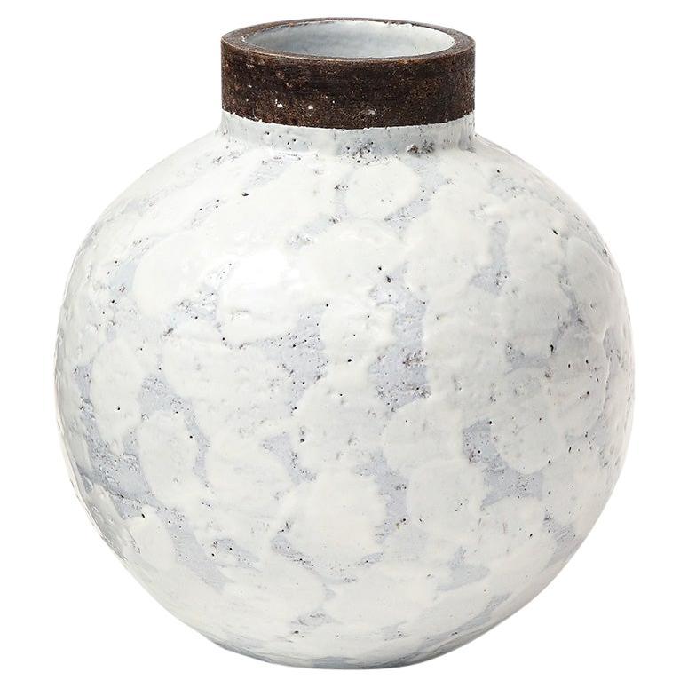 Raymor Bitossi White Ball Vase, Ceramic, Signed For Sale