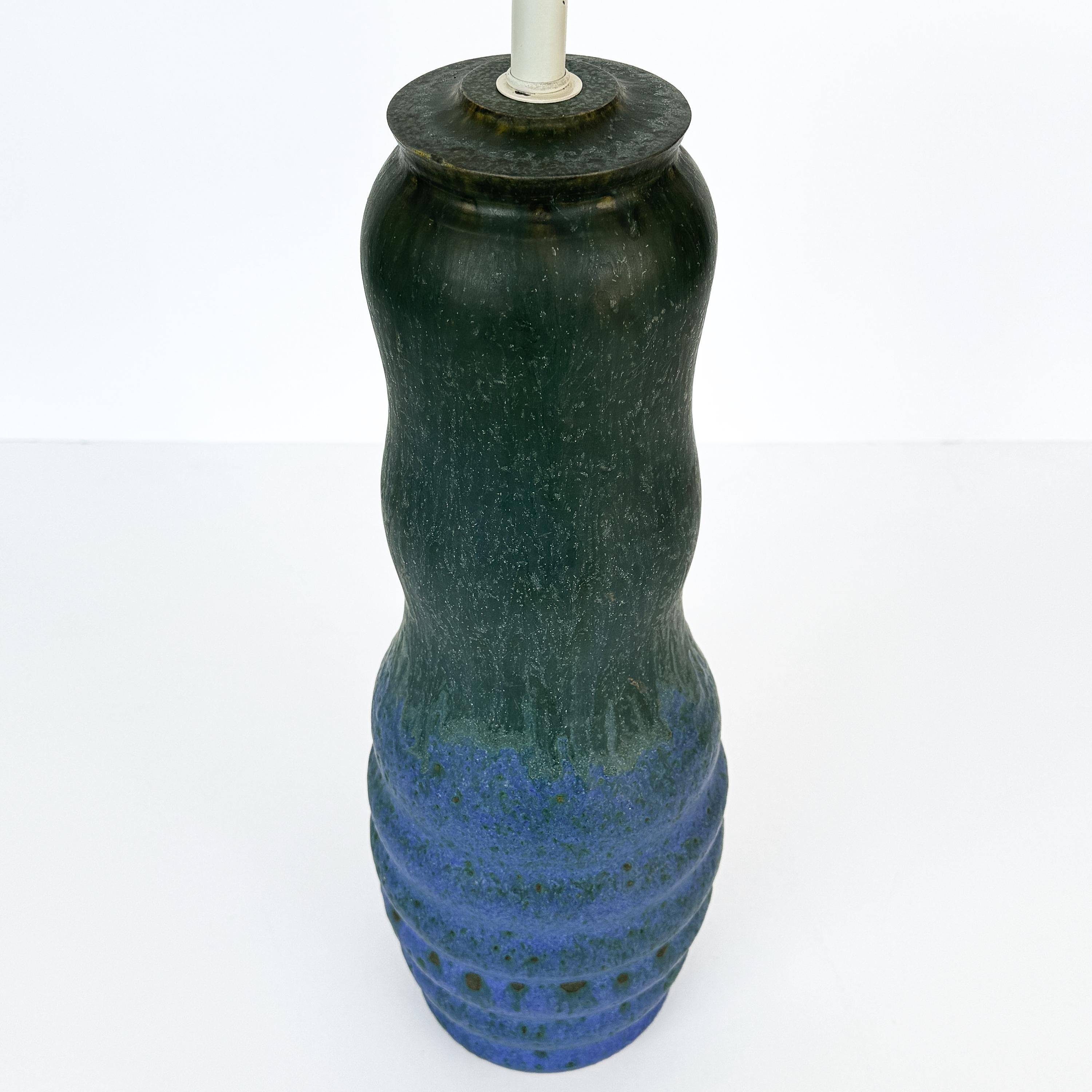 Raymor Blue and Green Ceramic Table Lamp in the Style of Marcello