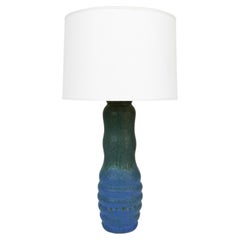 Raymor Blue and Green Ceramic Table Lamp in the Style of Marcello Fantoni