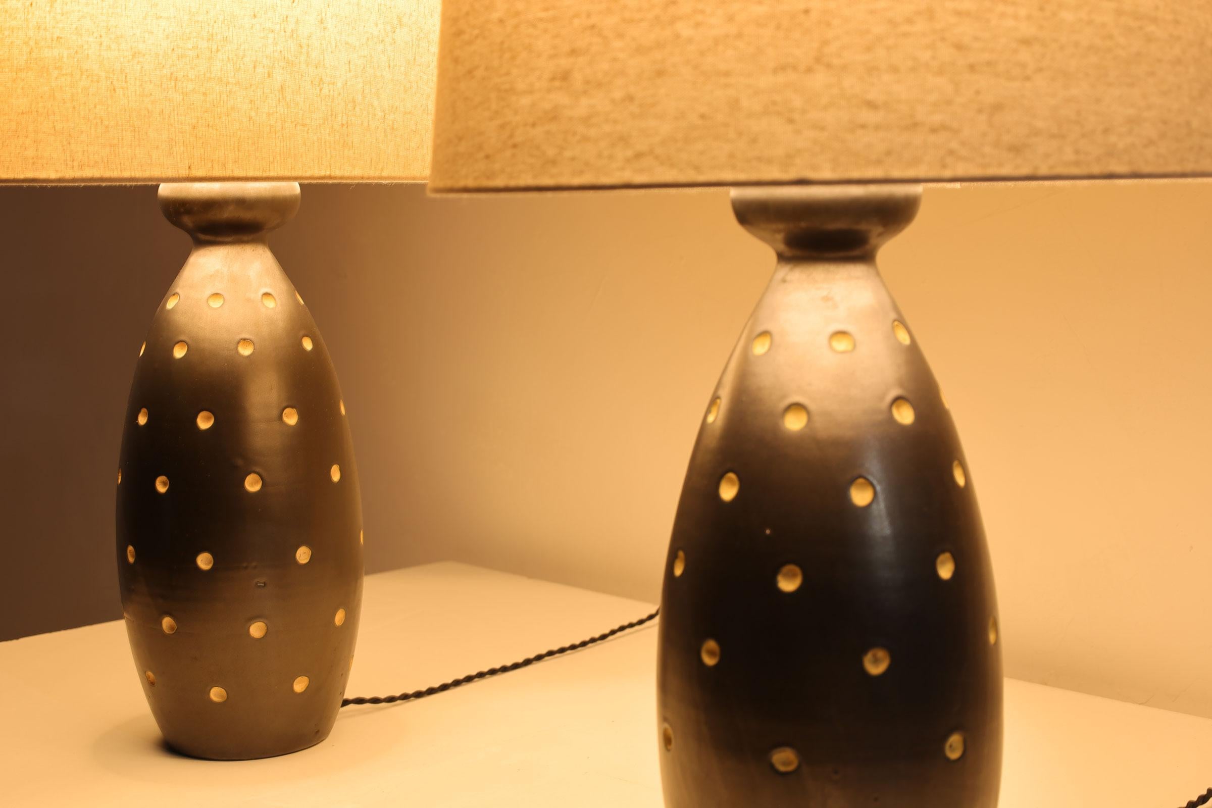 italien Lampes de bureau Raymor, 1955 avec abat-jour en lin en vente