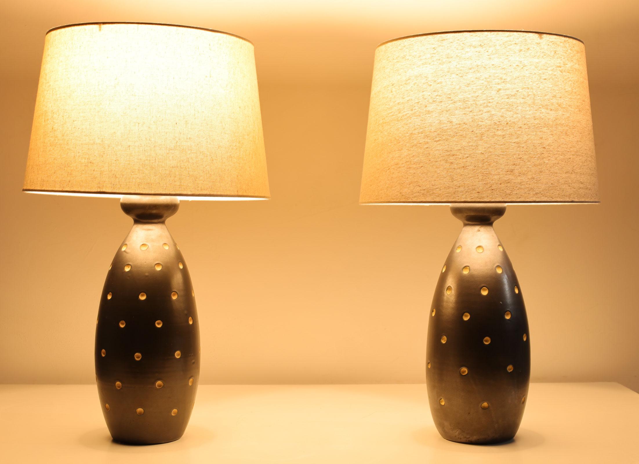 Lampes de bureau Raymor, 1955 avec abat-jour en lin Bon état - En vente à Dallas, TX
