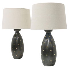 Lampade da tavolo in ceramica Raymor, 1955 con paralumi in lino
