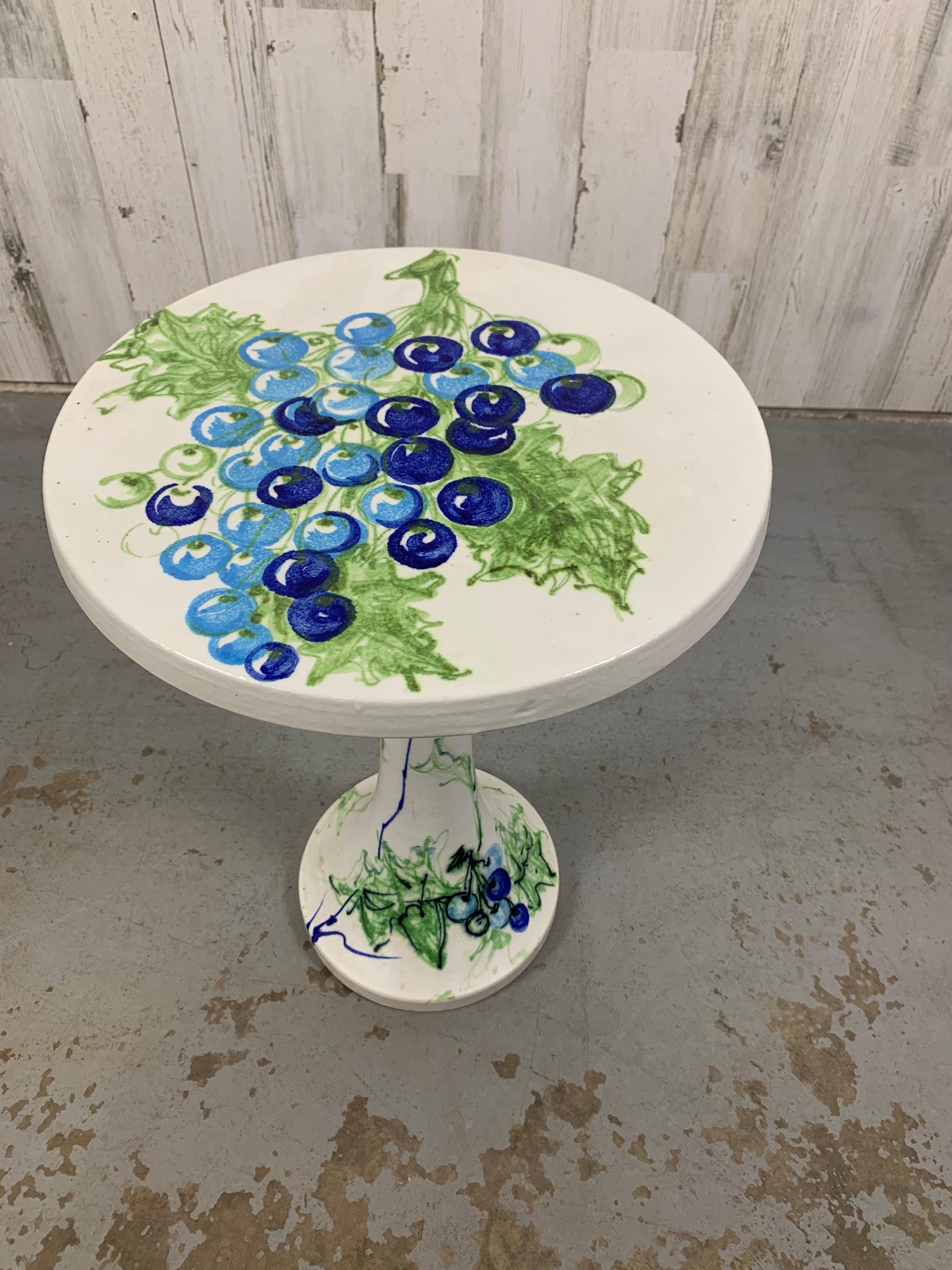 Modern Raymor Ceramic Wine Table with Grapevine Decoration For Sale