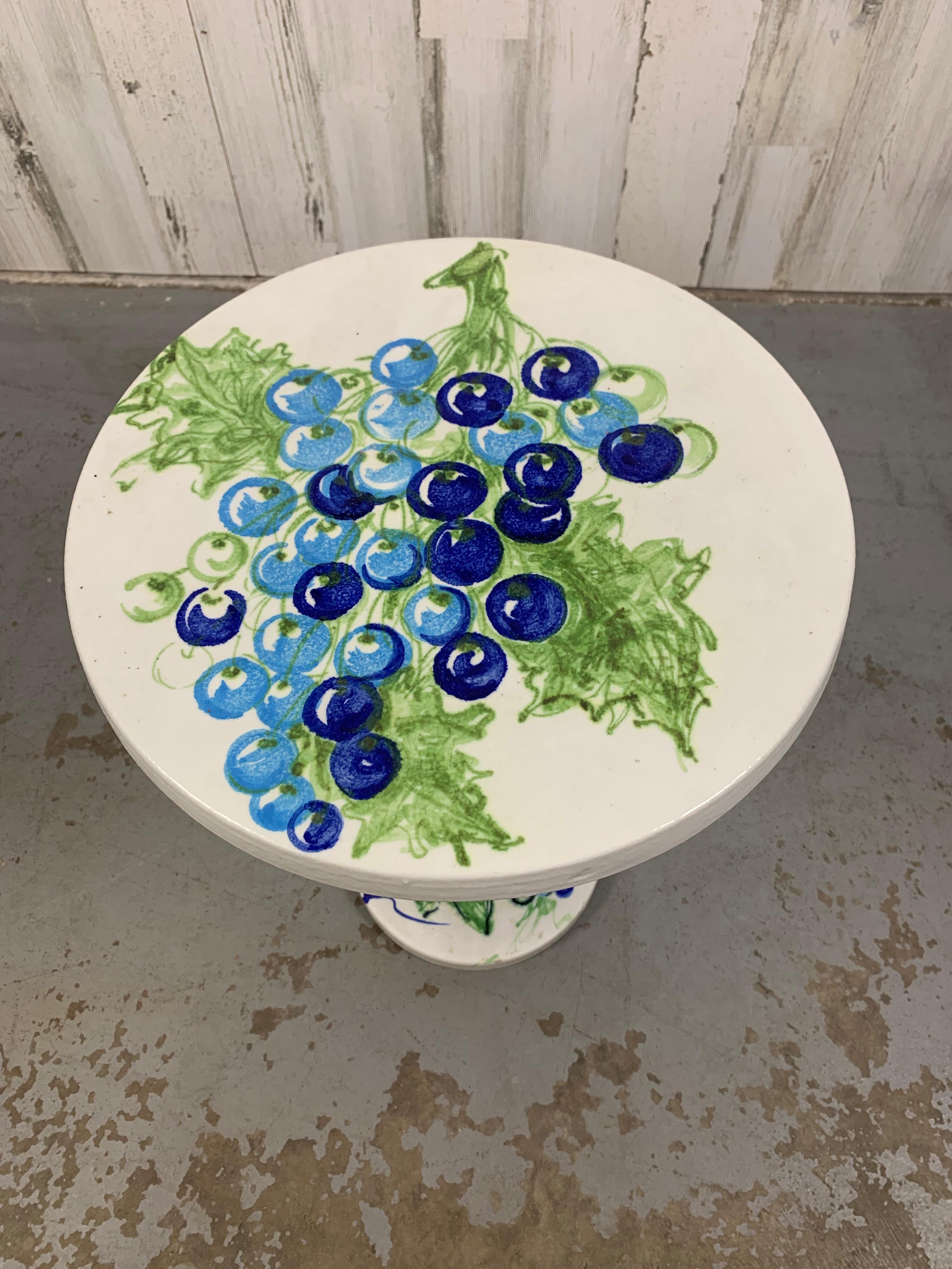 Italian Raymor Ceramic Wine Table with Grapevine Decoration For Sale