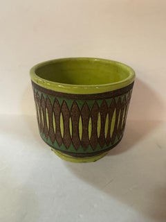 Raymor Green & Brown Footed Planter / Orchid Pot