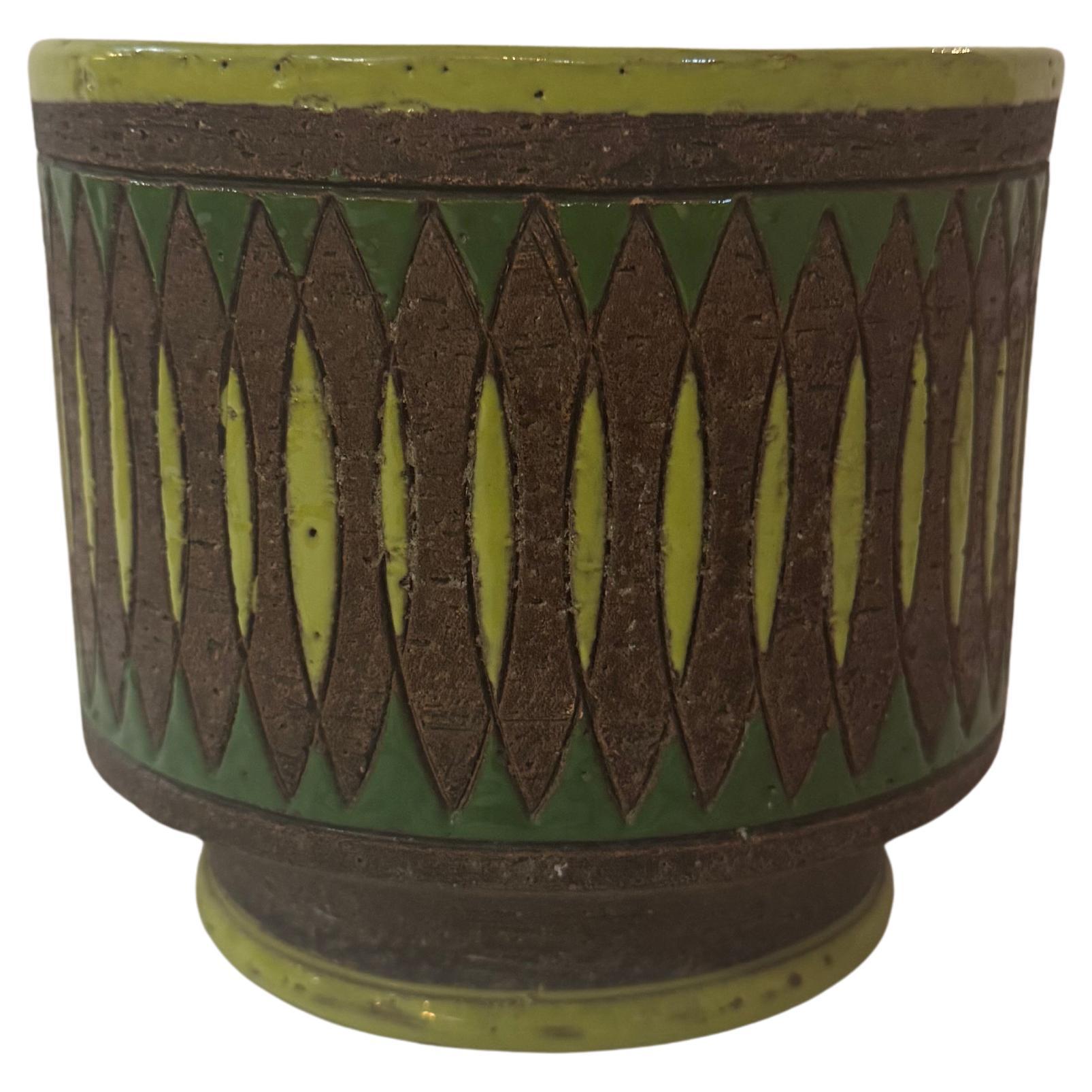 Raymor Green & Brown Footed Planter / Orchid Pot