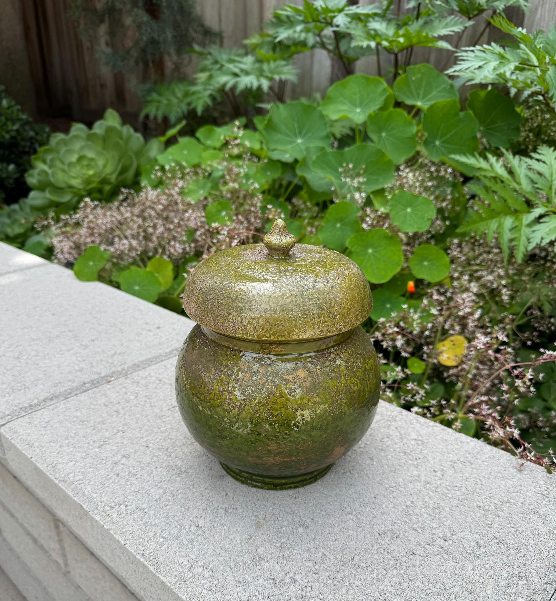 Barattolo per zenzero in ceramica verde e oro Raymor, Italia, C.C. 1955 in vendita 2