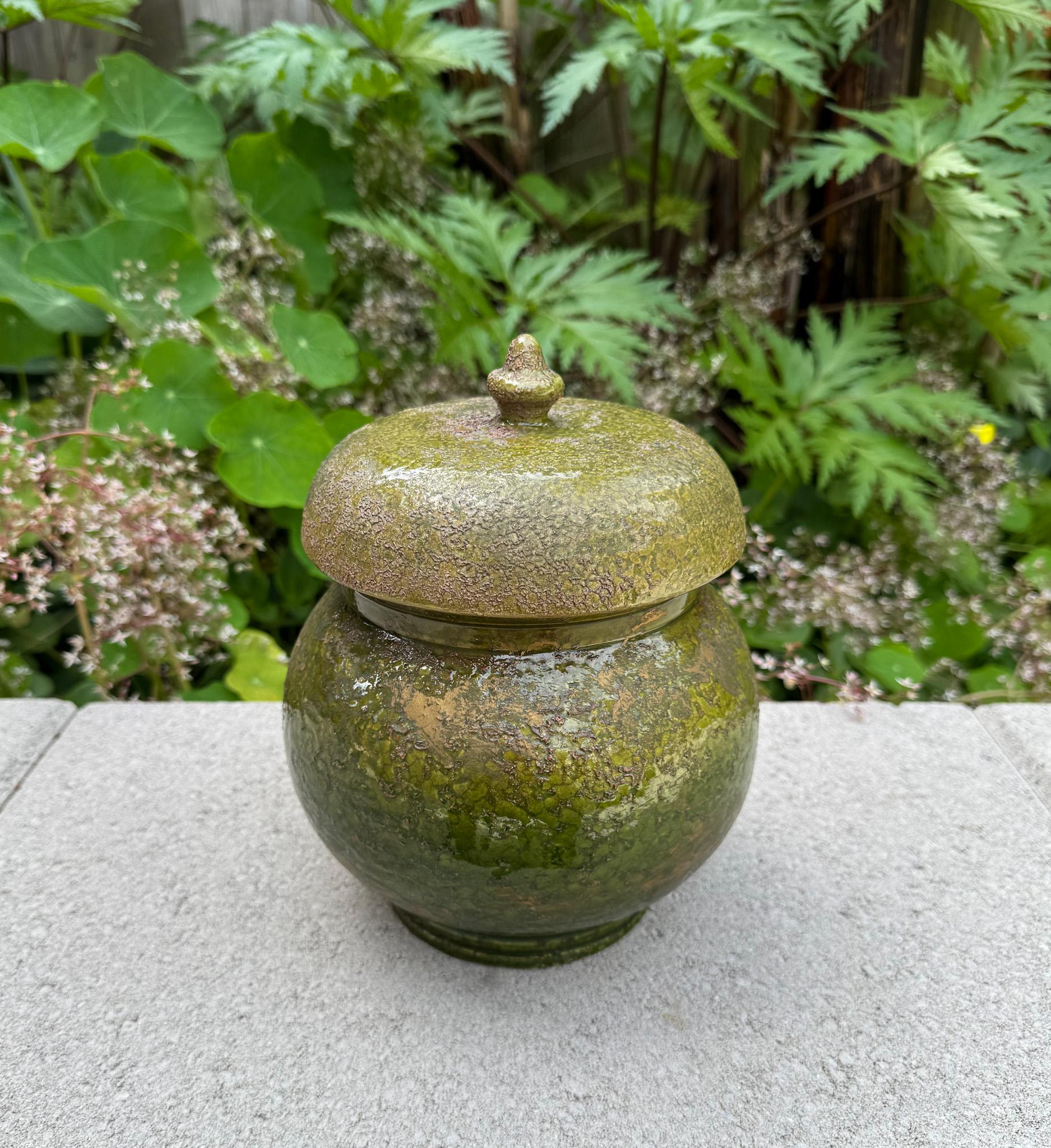 Barattolo per zenzero in ceramica verde e oro Raymor, Italia, C.C. 1955 in vendita 3