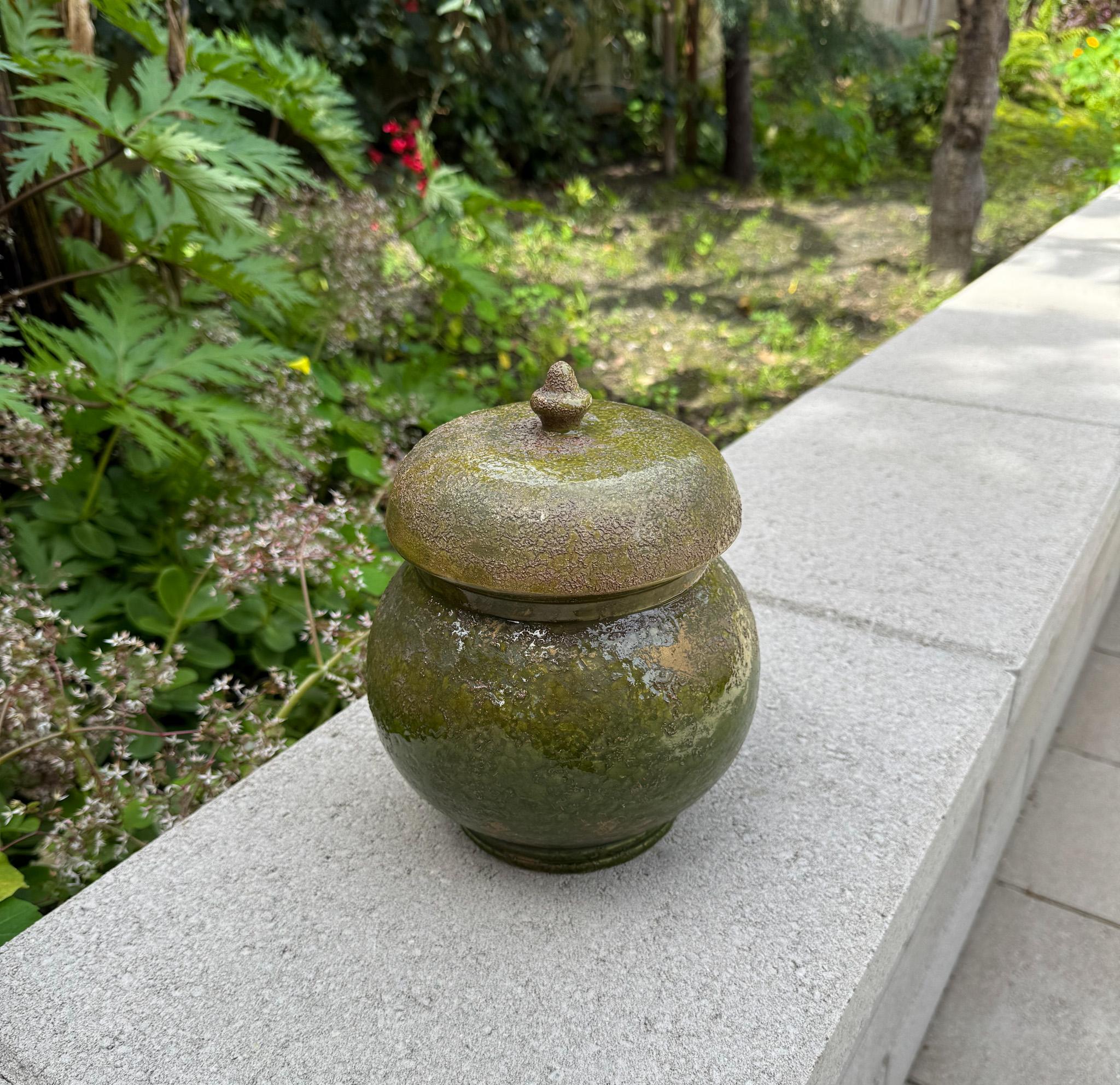 Barattolo per zenzero in ceramica verde e oro Raymor, Italia, C.C. 1955 in vendita 5