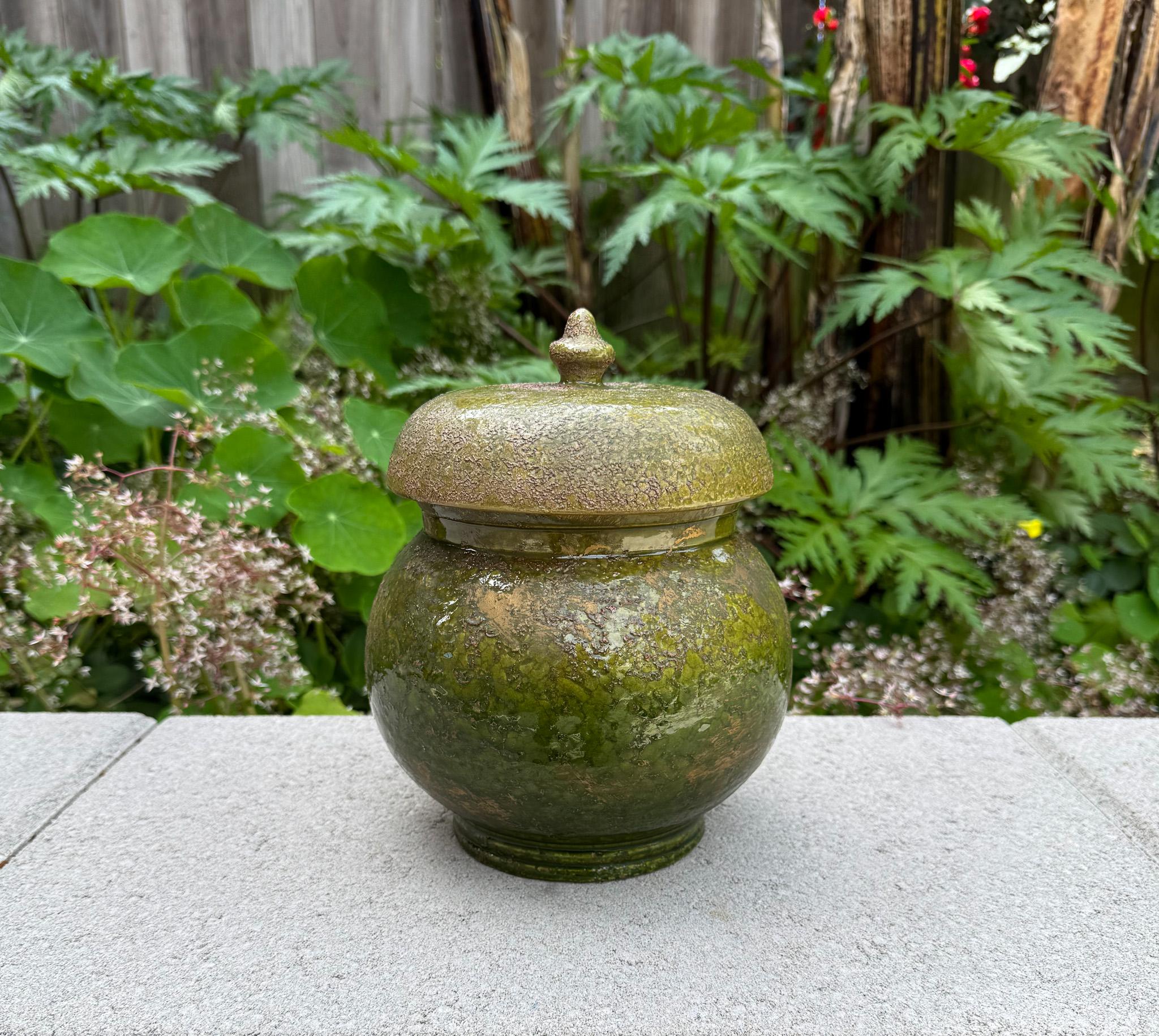 Ceramica Barattolo per zenzero in ceramica verde e oro Raymor, Italia, C.C. 1955 in vendita