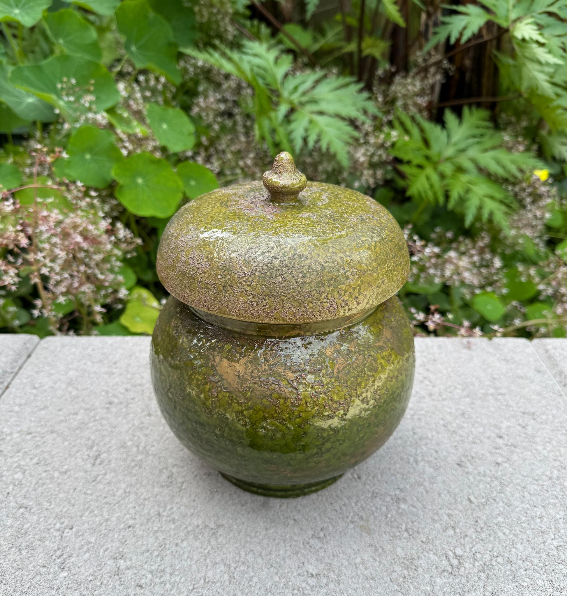 Barattolo per zenzero in ceramica verde e oro Raymor, Italia, C.C. 1955 in vendita 1