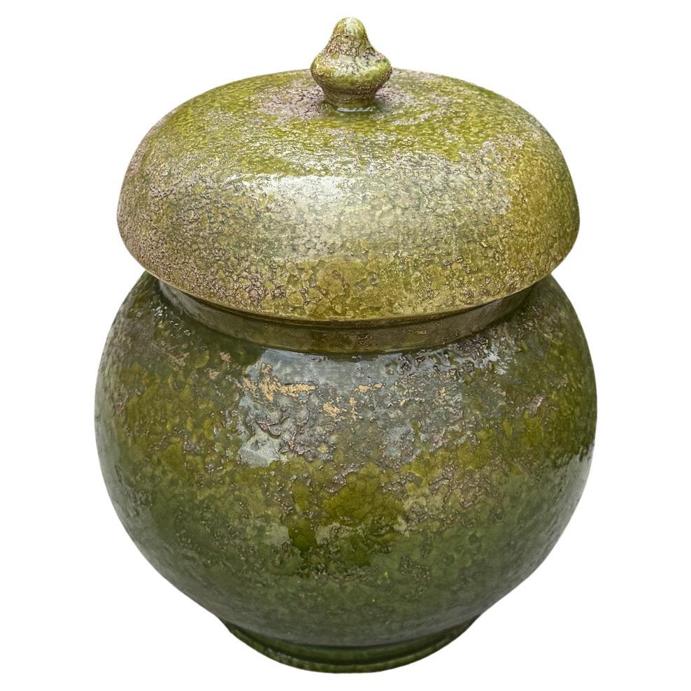 Raymor Green & Gold Ceramic Ginger Jar, Italy, c.1955