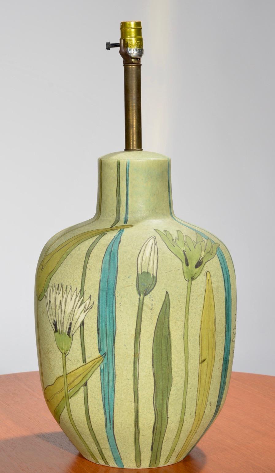 Hand-Painted Raymor Hand Painted Ceramic Table Lamp