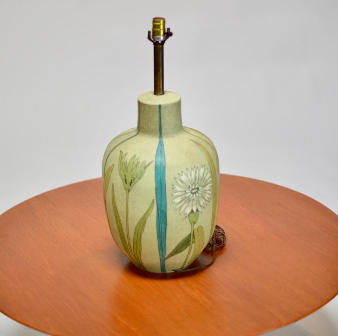 Raymor Hand Painted Ceramic Table Lamp In Excellent Condition In Los Angeles, CA