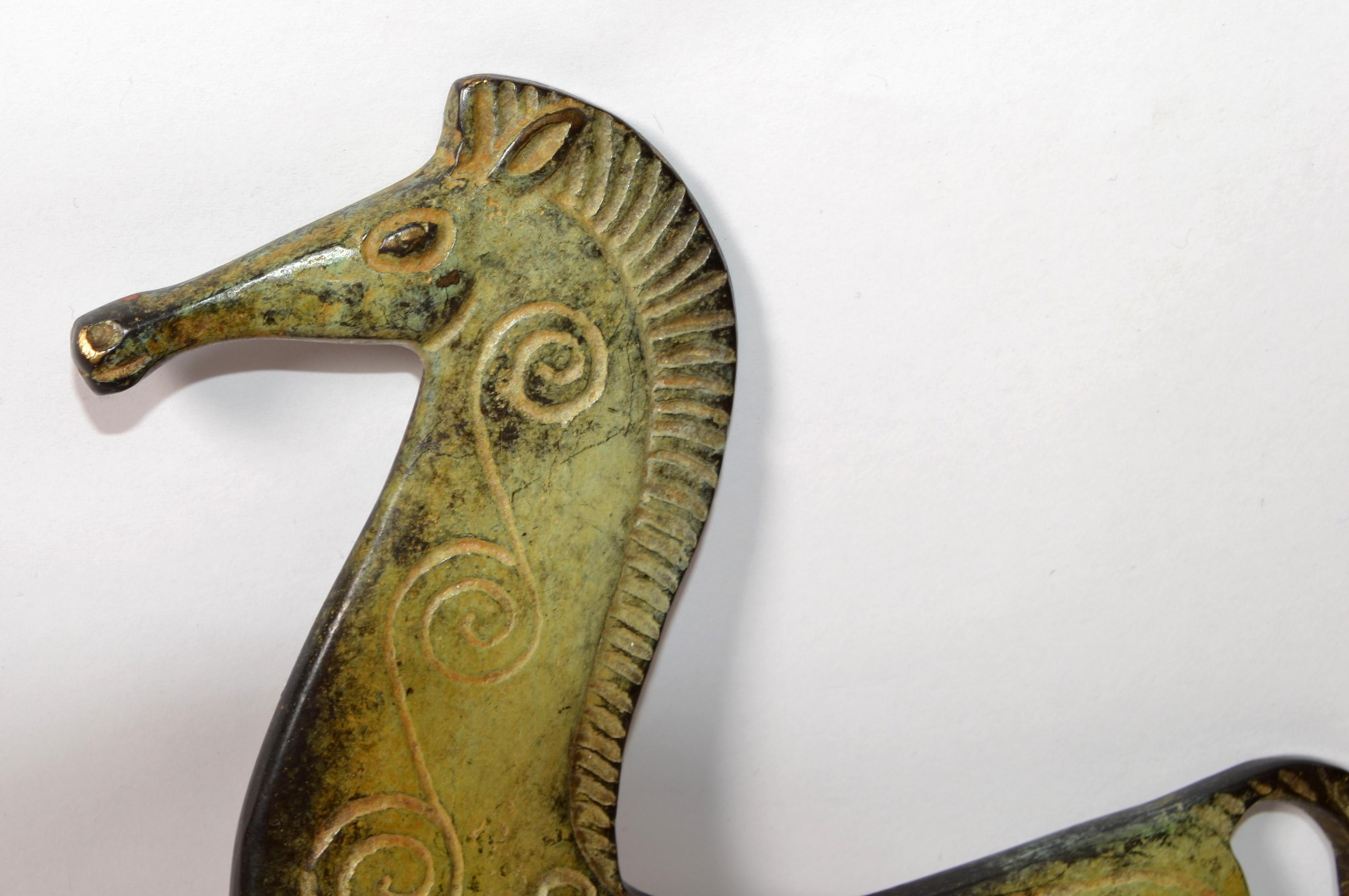 Raymor Italian 1950s Bronze Brass Patina Etruscan Horse Figurine Weinberg Style  For Sale 2