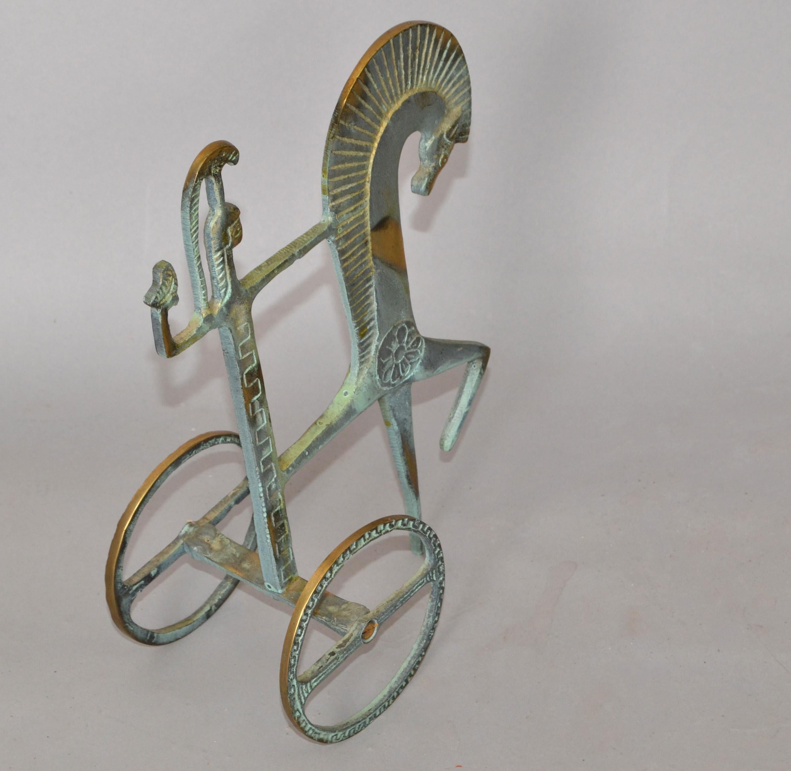 Raymor Italian 1950s Bronze Brass Patina Etruscan Roman Chariot Weinberg Style  6